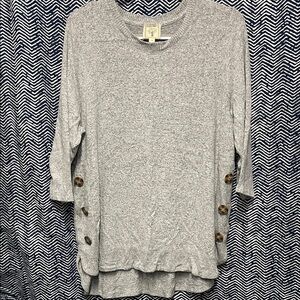 Heather Gray Women's Sweater with Button Detail